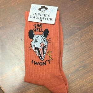 Orange Socks with Possum Design